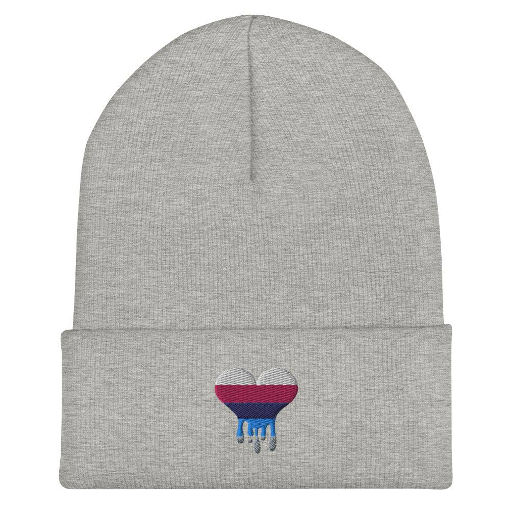 Omnisexual melting heart cuffed beanie, view 6 — Rose Gold Co