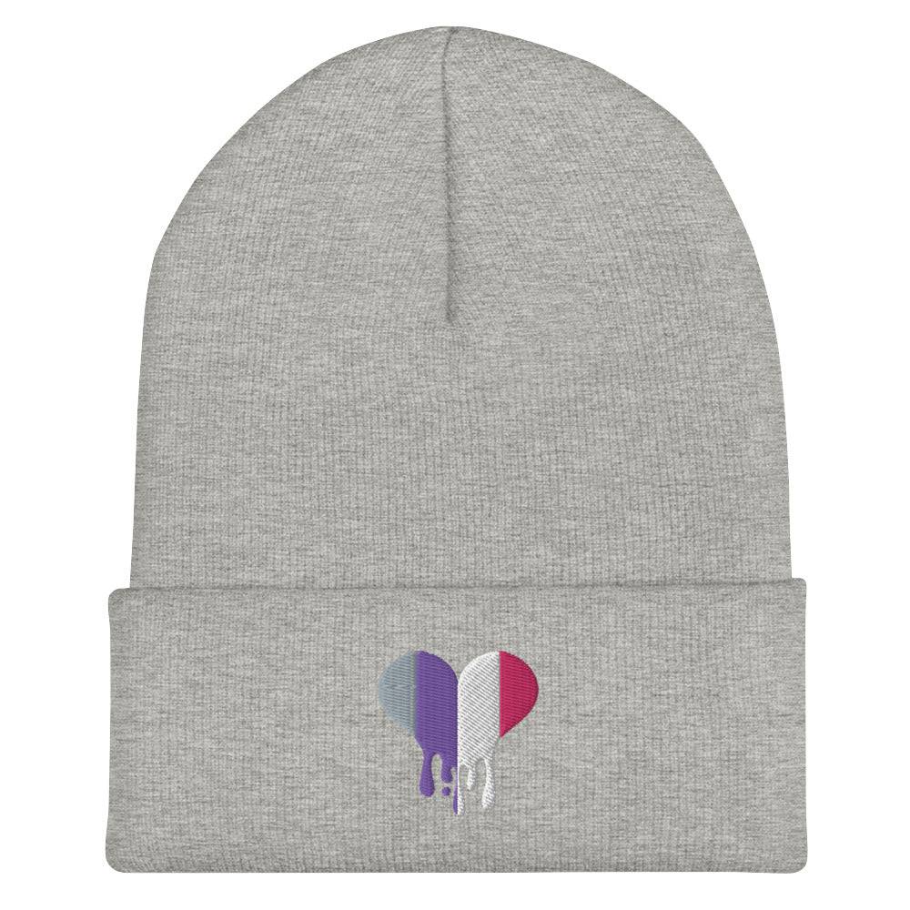 Cupioromantic dripping heart cuffed beanie, view 11 — Rose Gold Co