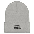 Equality Diversity & Inclusivity cuffed beanie, view 3 — Rose Gold Co