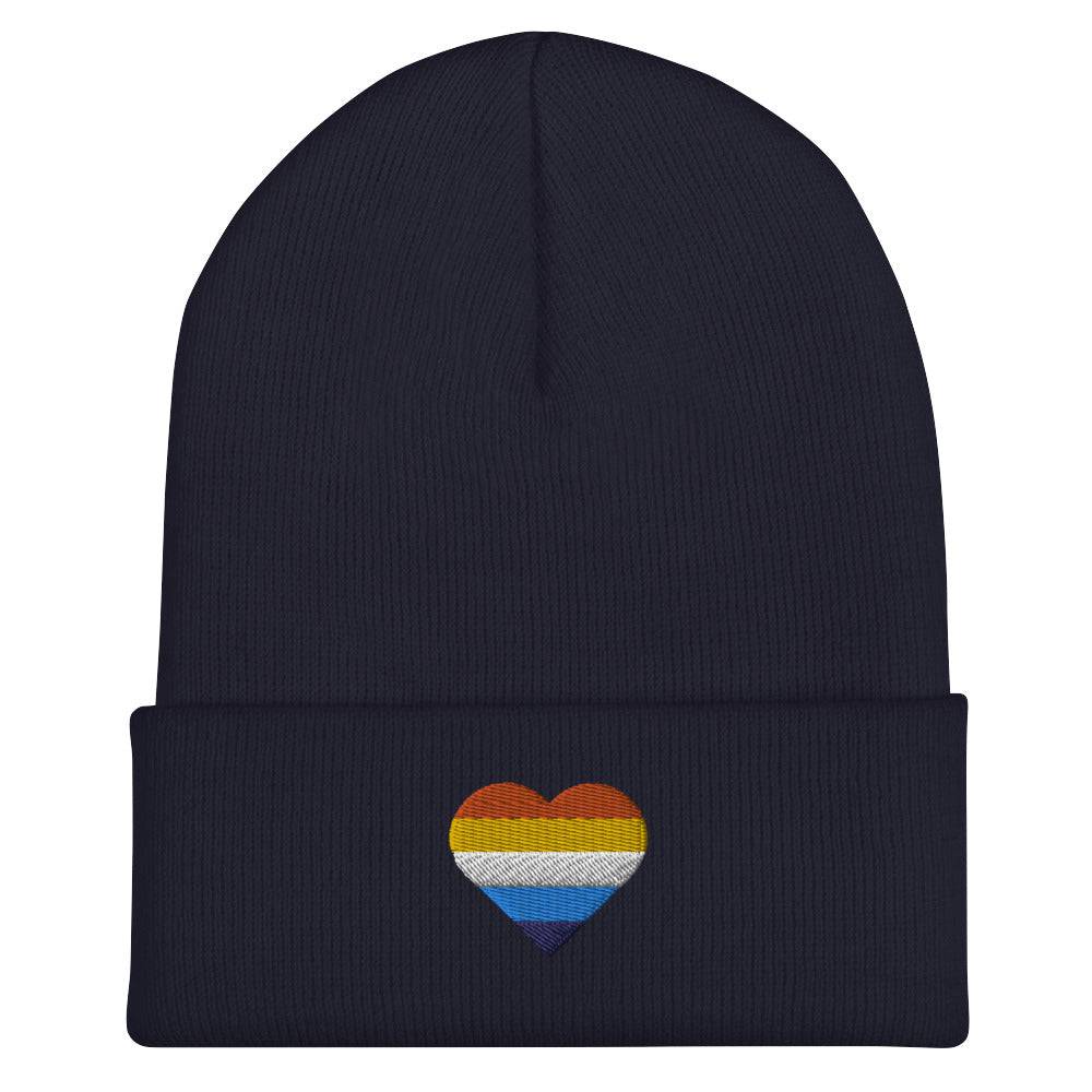 Aroace pride cuffed beanie, view 5 — Rose Gold Co
