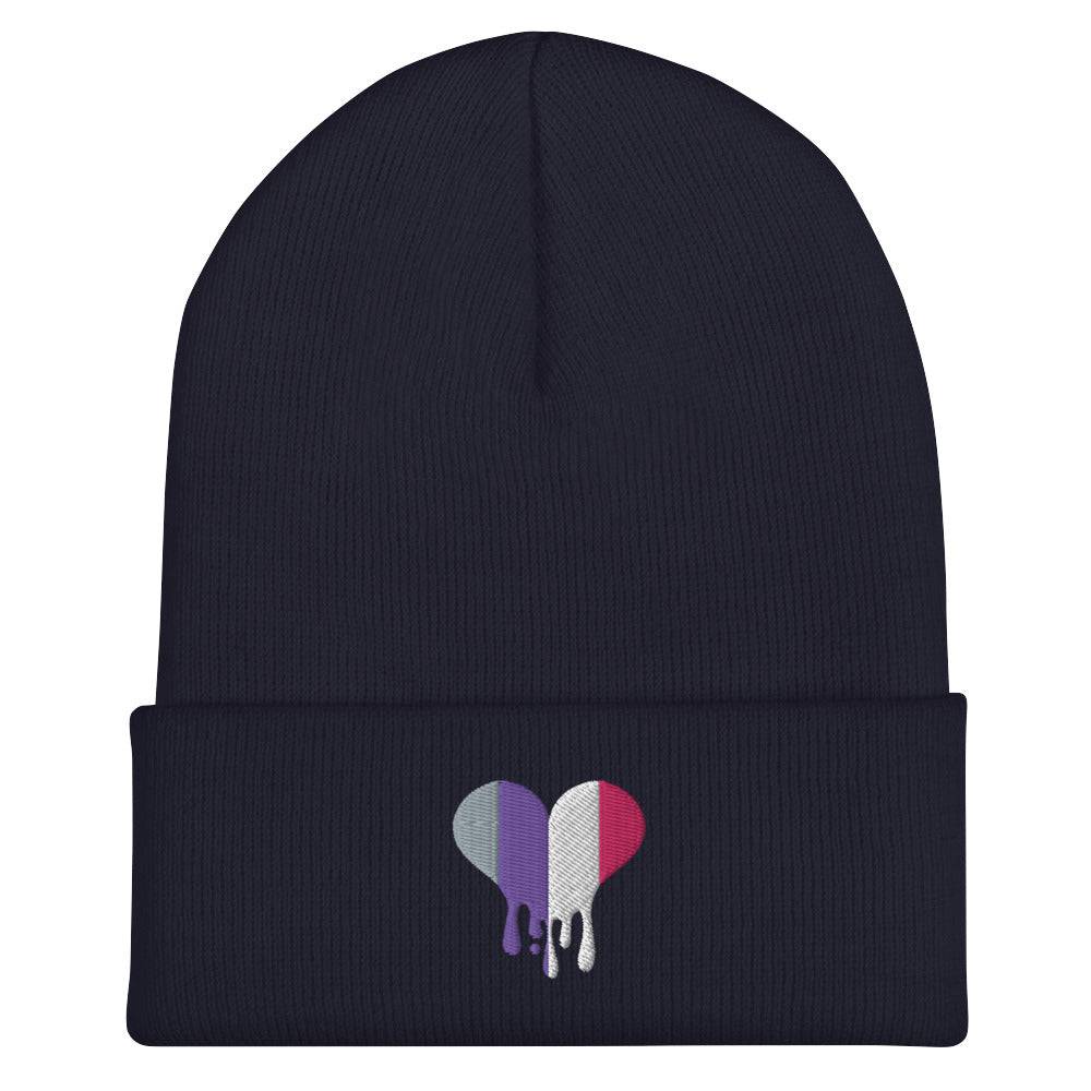 Cupioromantic dripping heart cuffed beanie, view 7 — Rose Gold Co