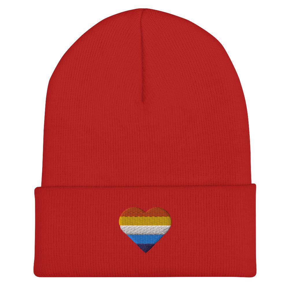 Aroace pride cuffed beanie, view 7 — Rose Gold Co