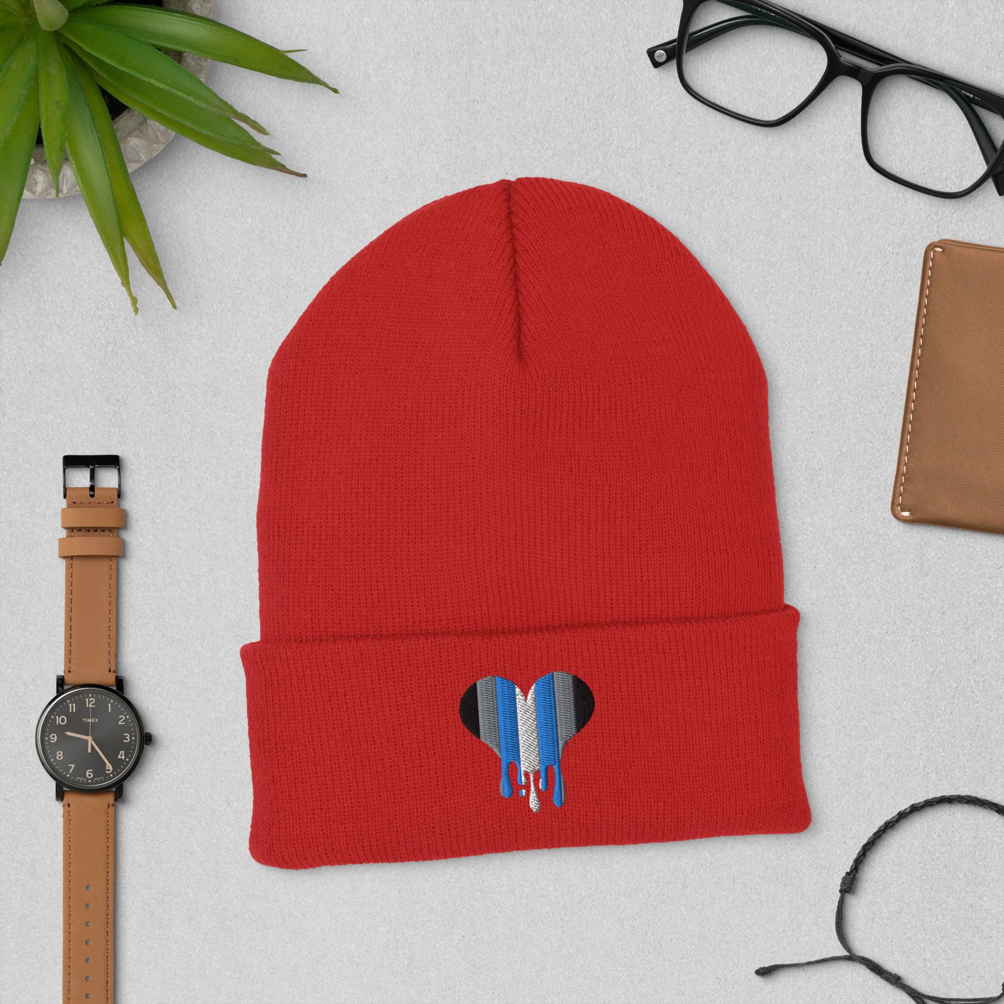 Demiboy melting heart beanie, view 3 — Rose Gold Co
