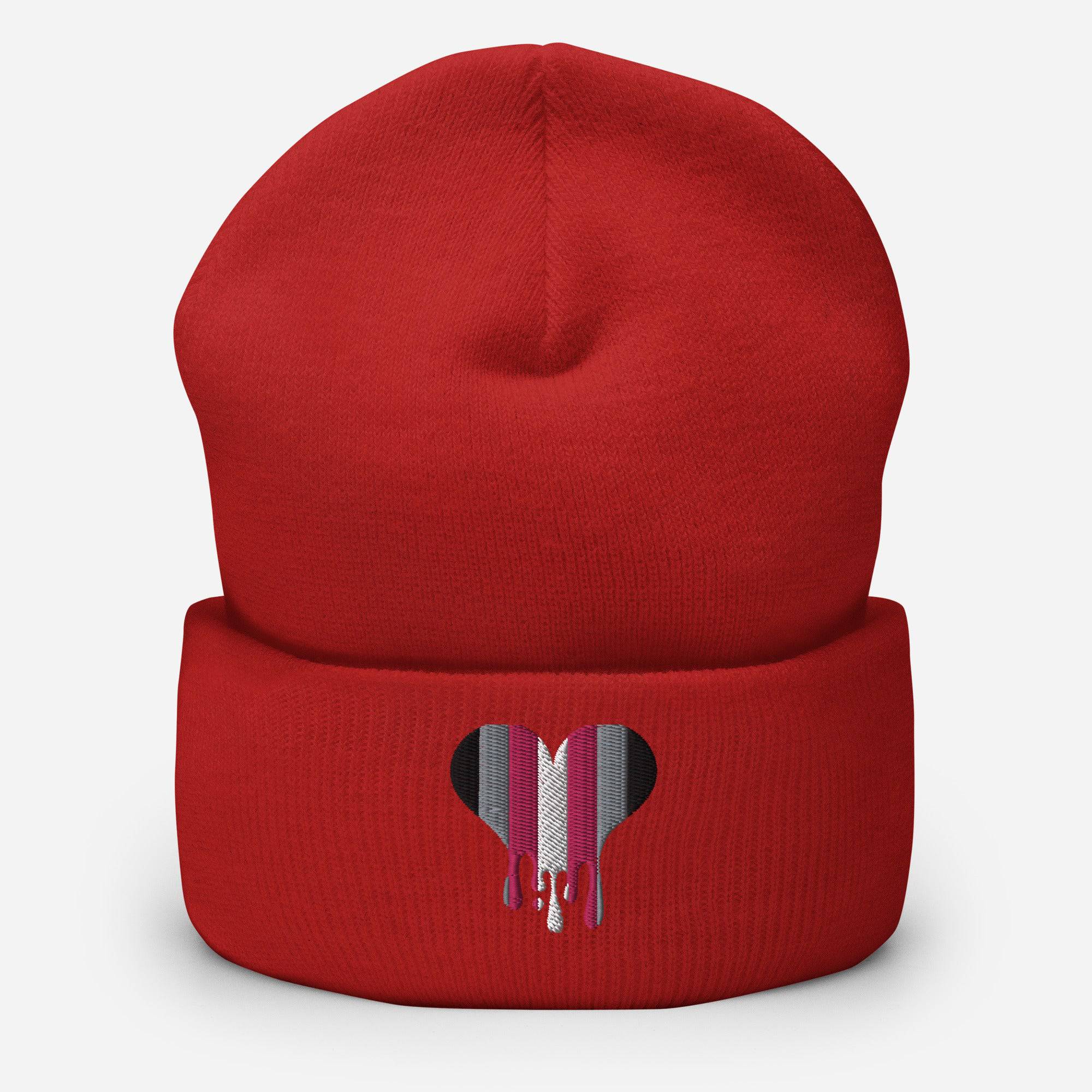 Demi girl melting heart cuffed beanie, view 5 — Rose Gold Co
