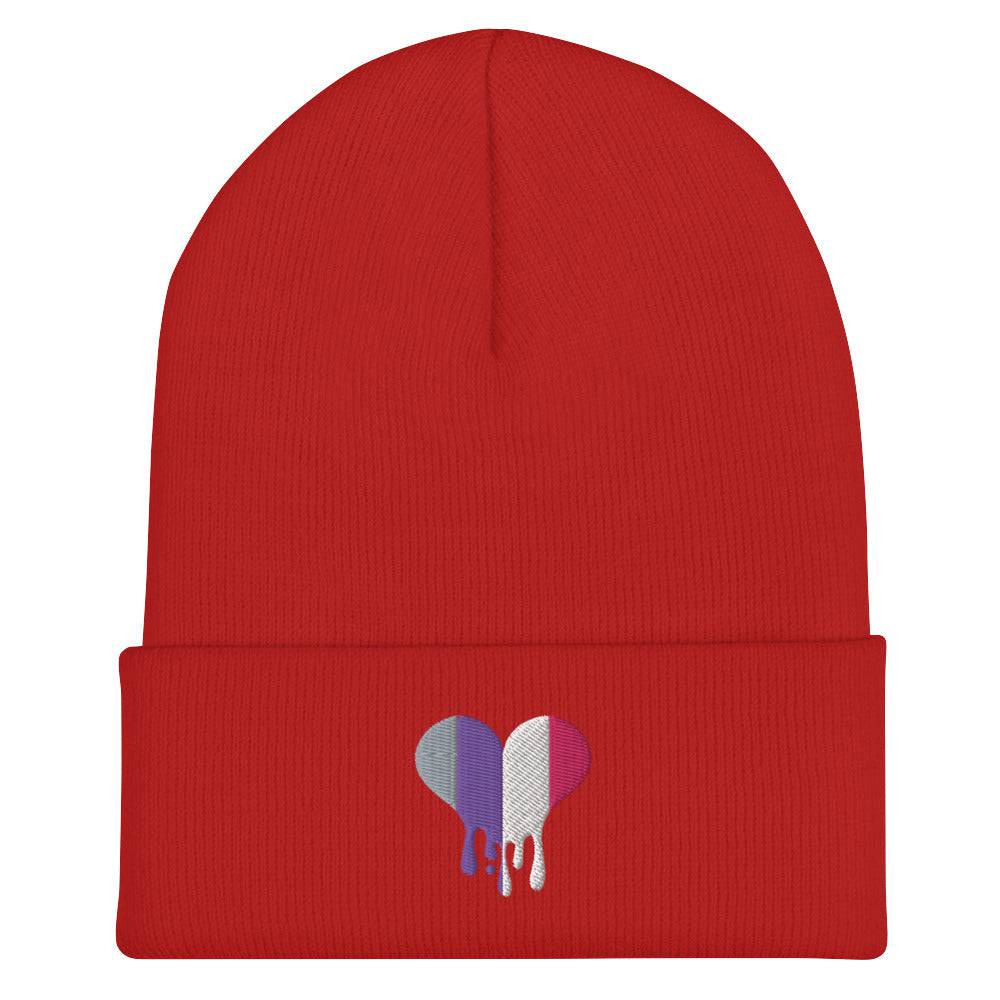 Cupioromantic dripping heart cuffed beanie, view 9 — Rose Gold Co