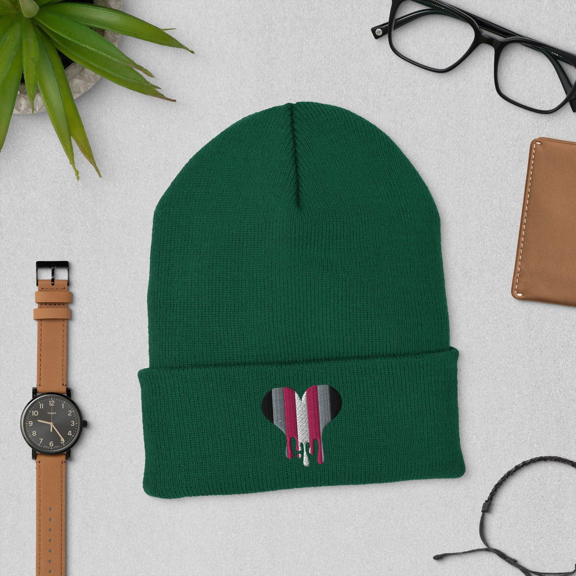 Demi girl melting heart cuffed beanie, view 7 — Rose Gold Co