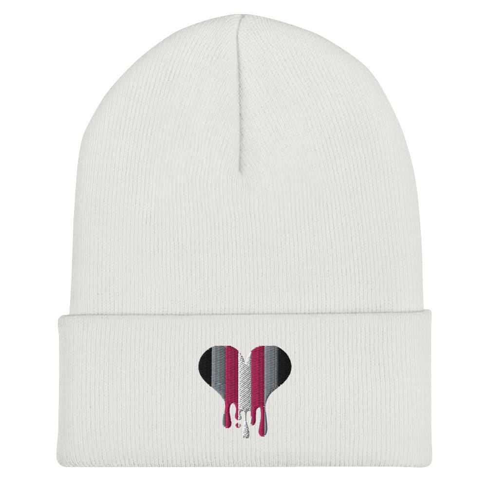 Demi girl melting heart cuffed beanie, view 2 — Rose Gold Co