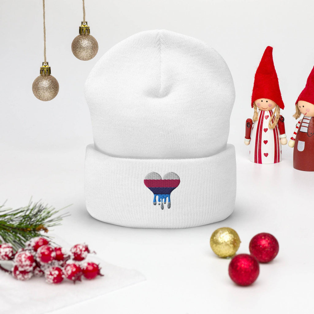 Omnisexual melting heart cuffed beanie, view 2 — Rose Gold Co