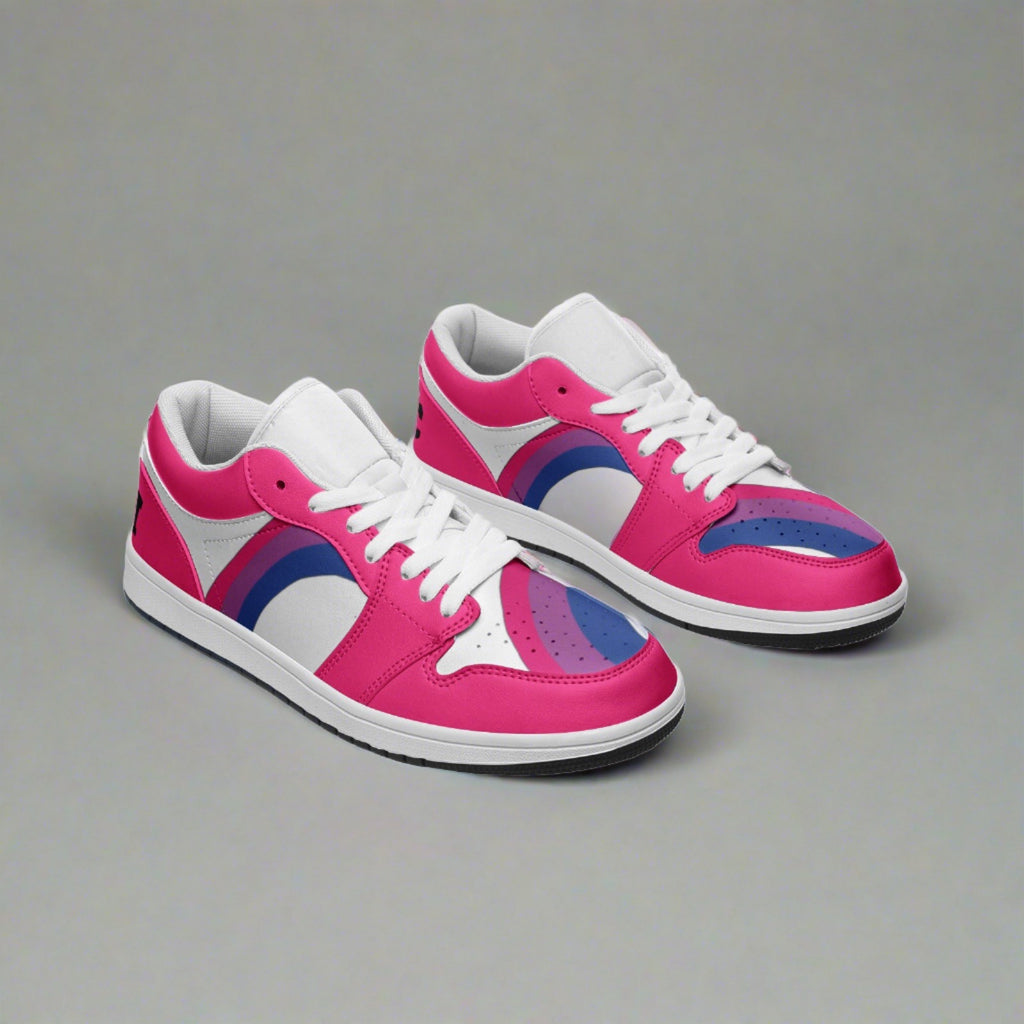 Bisexual pride pink low-top sneakers, back view — Rose Gold Co