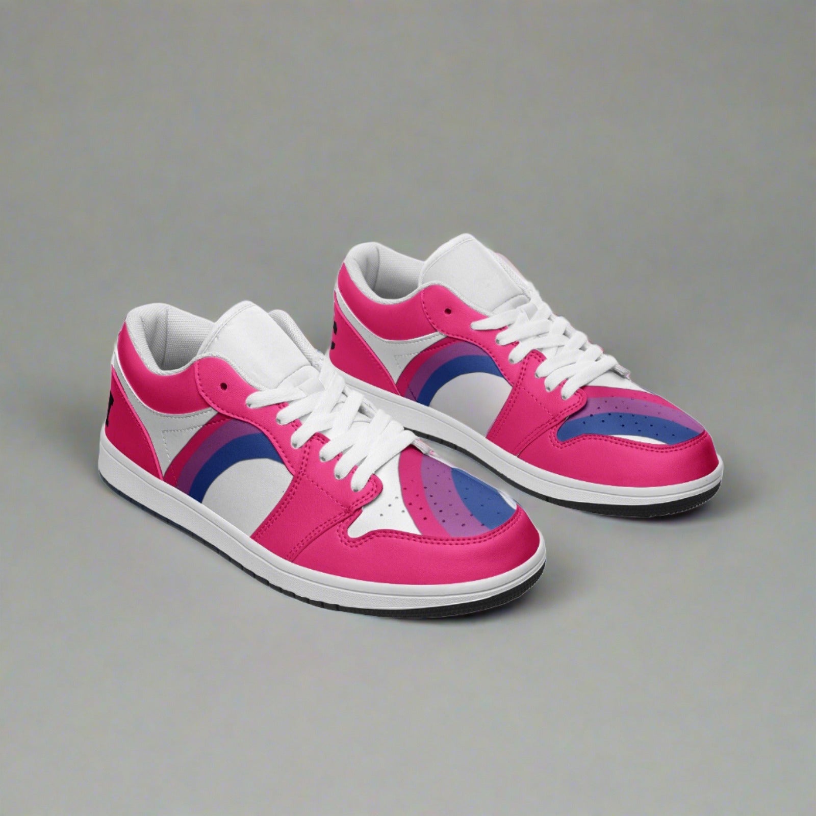 Bisexual pride pink low-top sneakers, back view — Rose Gold Co
