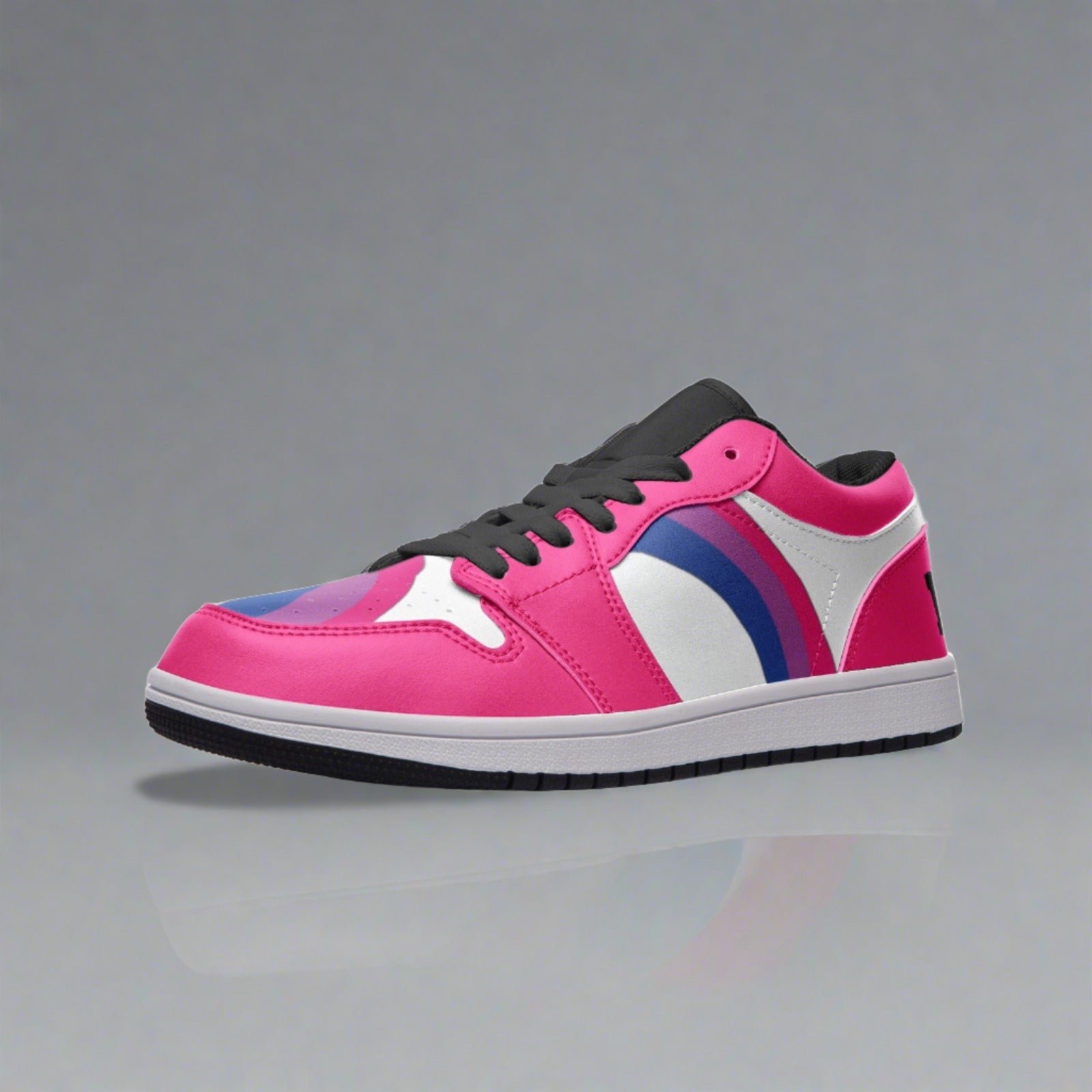 Bisexual pride pink low-top sneakers, detail view — Rose Gold Co