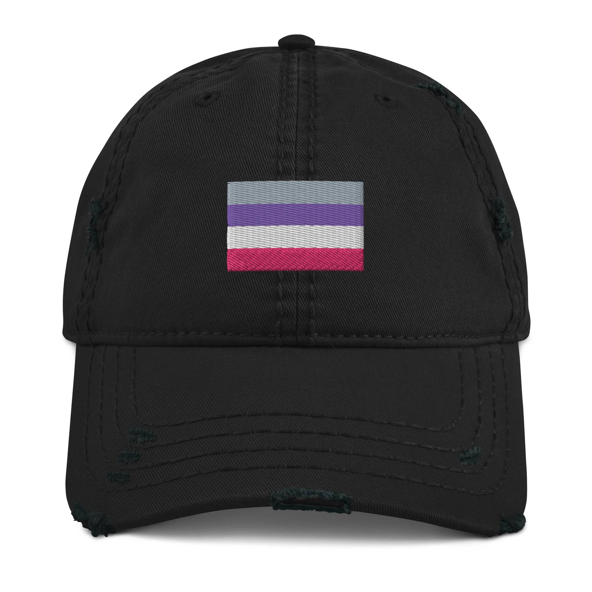 Cupioromantic pride distressed dad hat, view 2 — Rose Gold Co