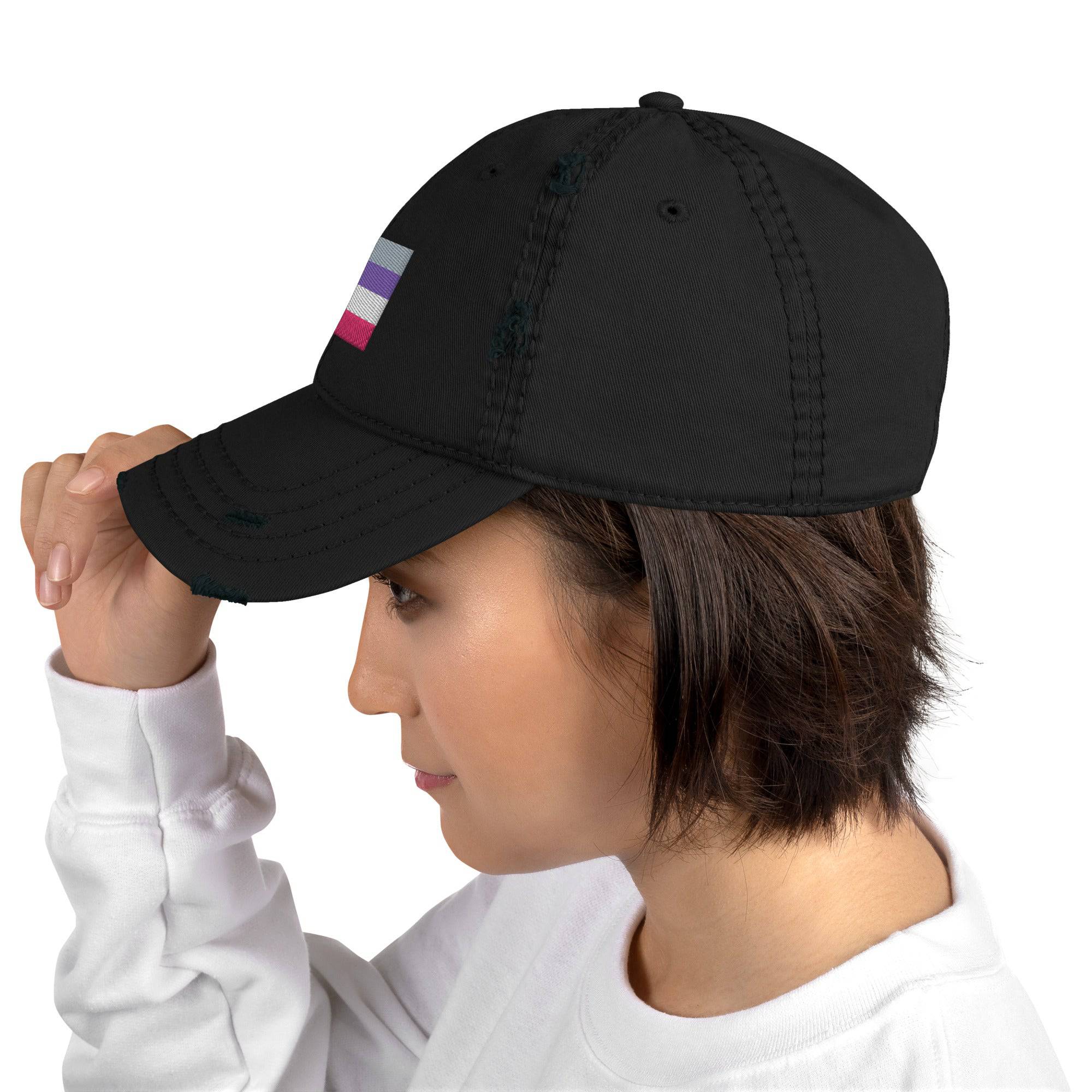 Cupioromantic pride distressed dad hat, view 5 — Rose Gold Co