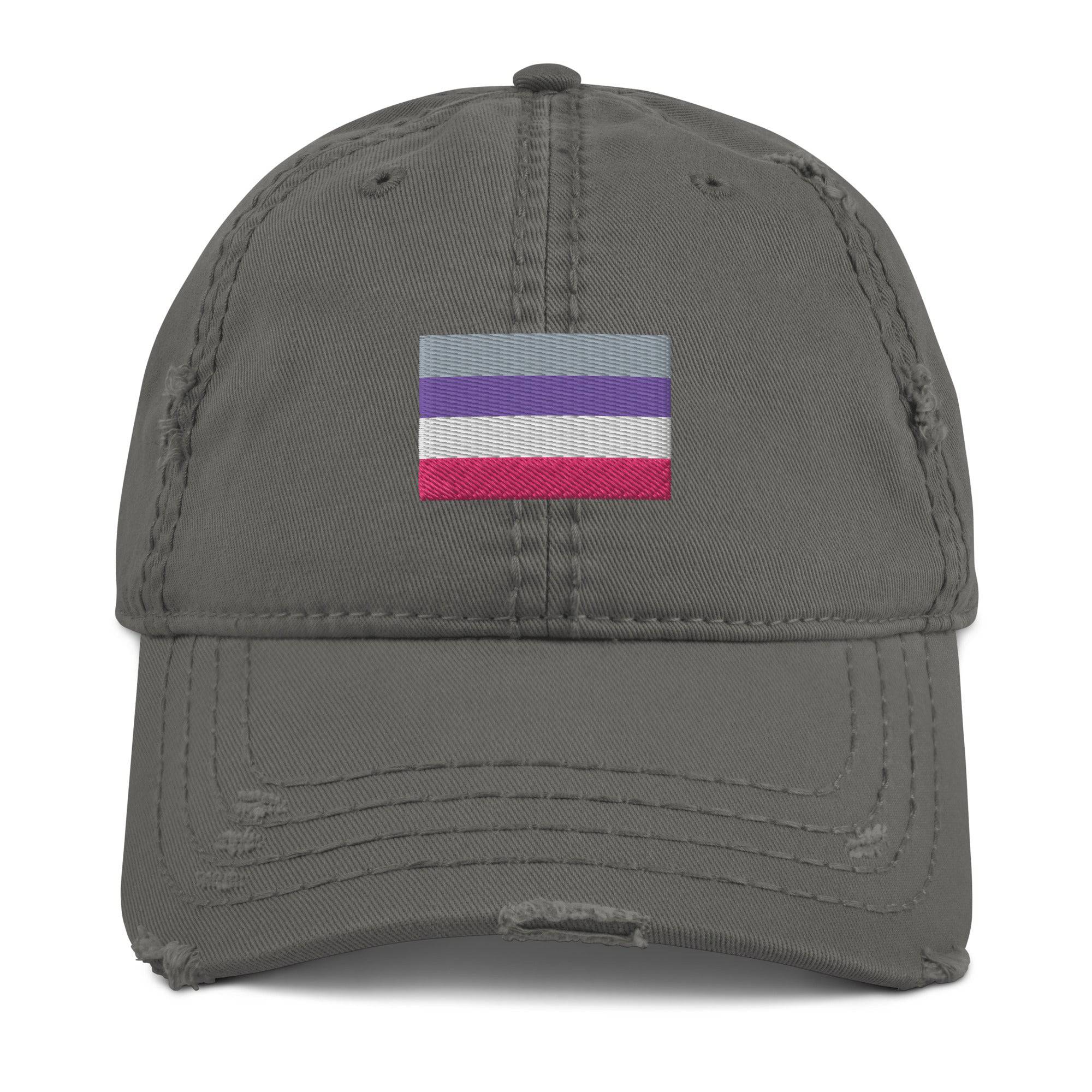 Cupioromantic pride distressed dad hat, view 7 — Rose Gold Co