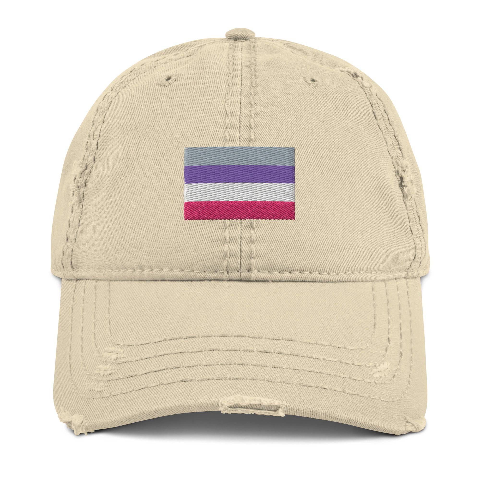 Cupioromantic pride distressed dad hat, view 8 — Rose Gold Co