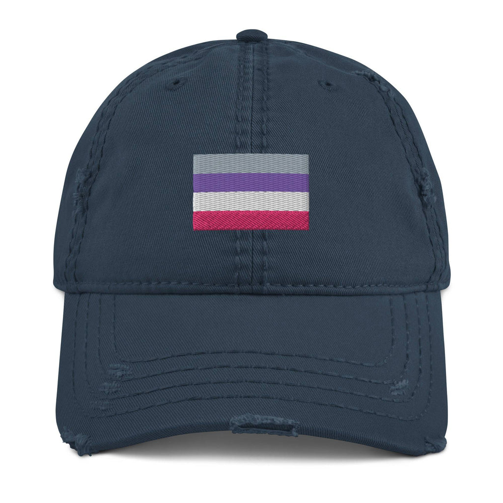 Cupioromantic pride distressed dad hat, view 6 — Rose Gold Co