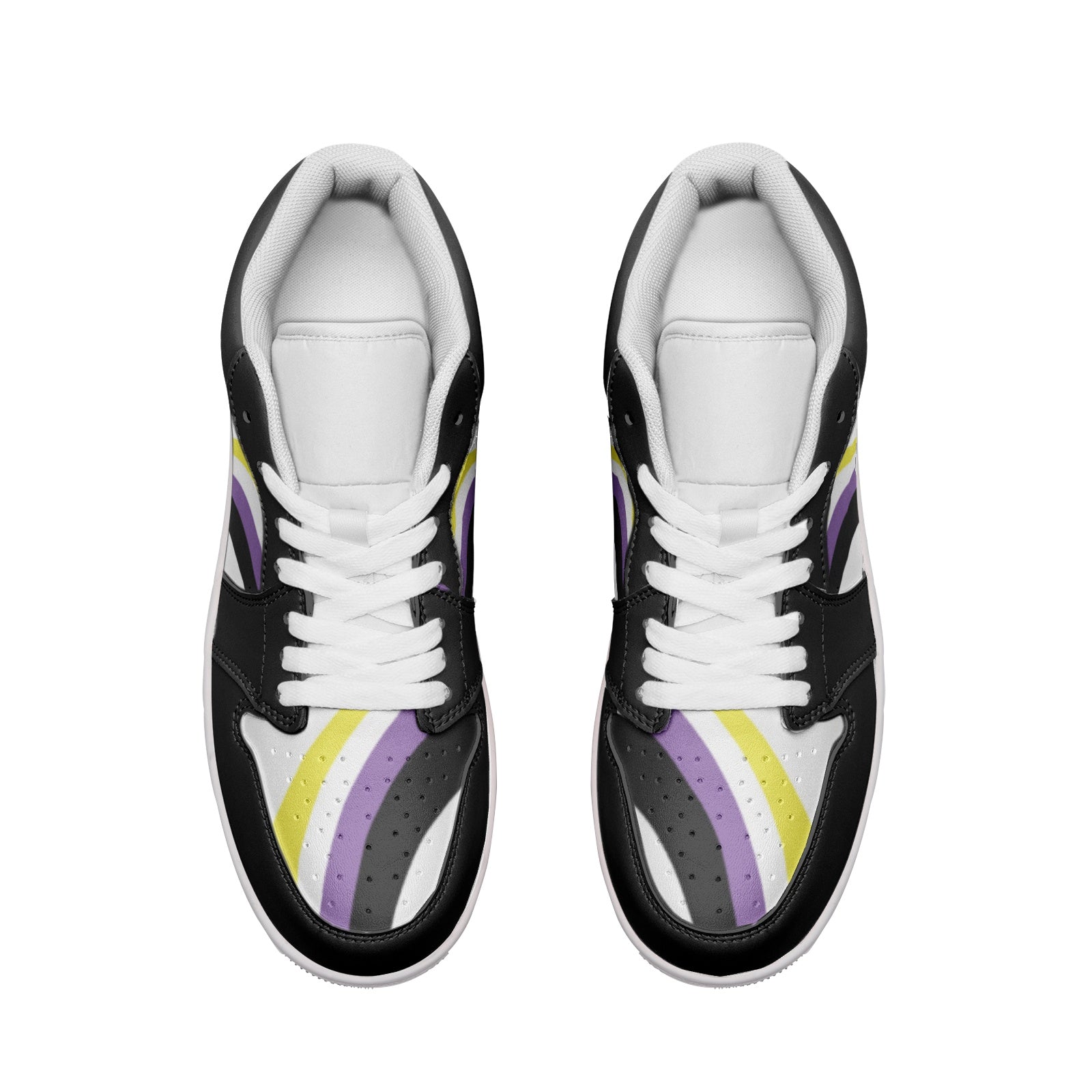 Non-binary pride black low-top sneakers, view 6 — Rose Gold Co