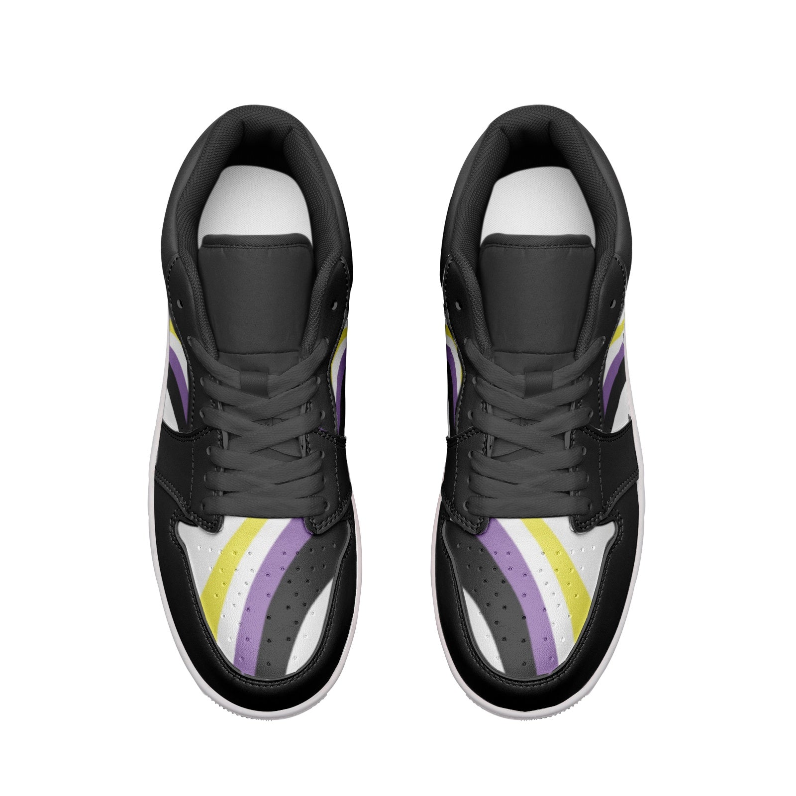 Non-binary pride black low-top sneakers, view 7 — Rose Gold Co
