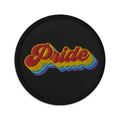 Rainbow Pride embroidered patch, front view — Rose Gold Co