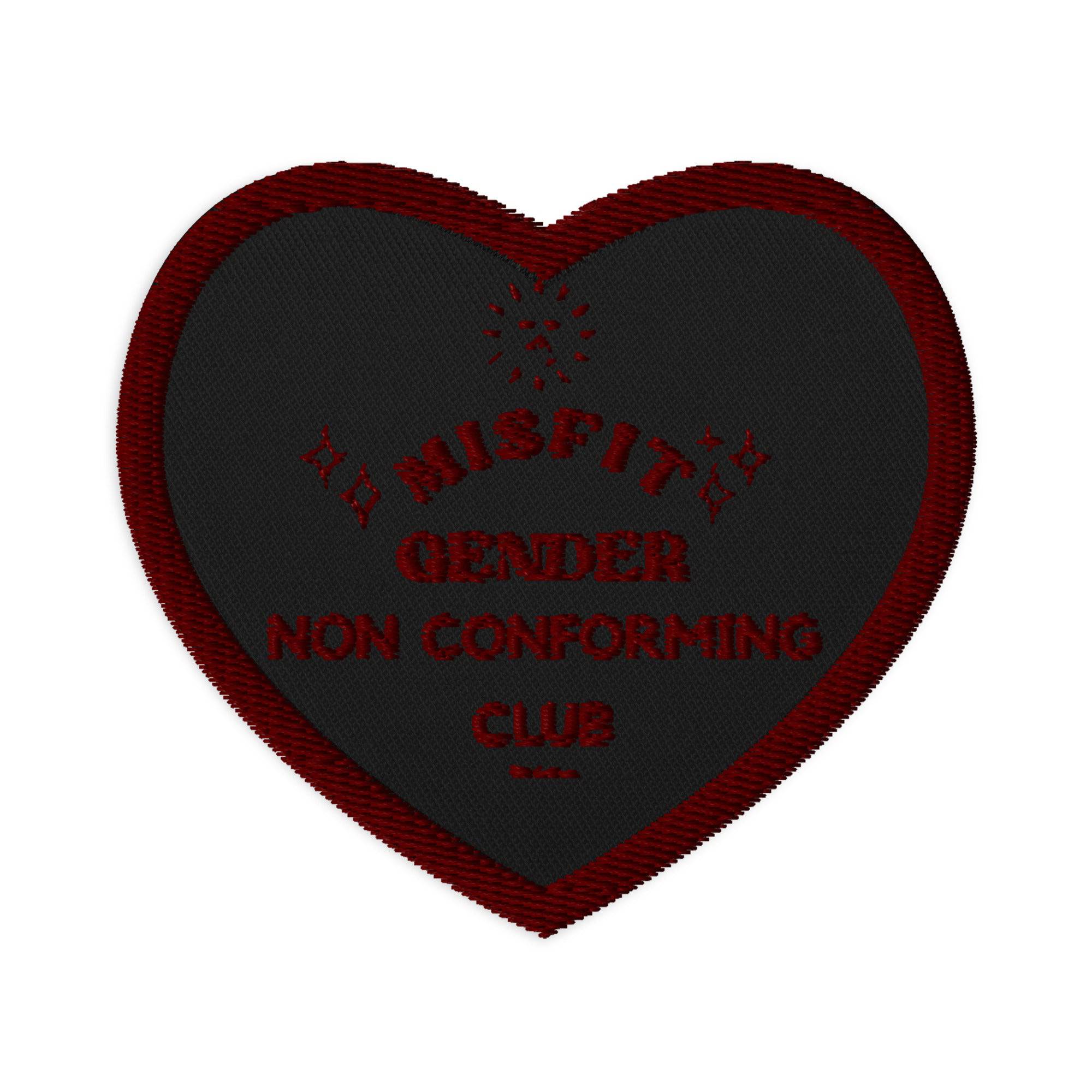 Misfit Club gender nonconforming embroidered patch, front view — Rose Gold Co