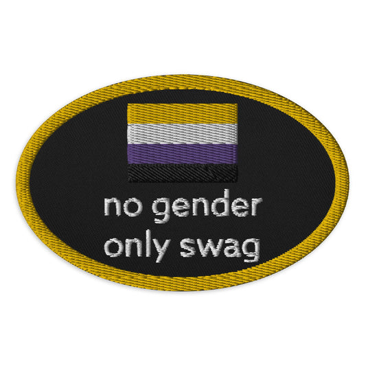 No Gender Only Swag non Binary Embroidered patch - Rose Gold Co. Shop