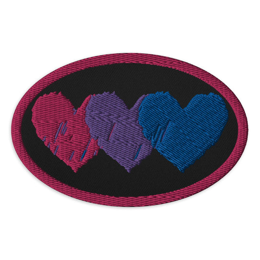 Bisexual Pride Hearts Embroidered patch