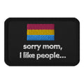Sorry Mom, I Like People pansexual embroidered patch, front view — Rose Gold Co