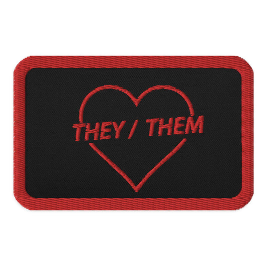 They Them Non Binary Patch Embroidered patches - Rose Gold Co. Shop