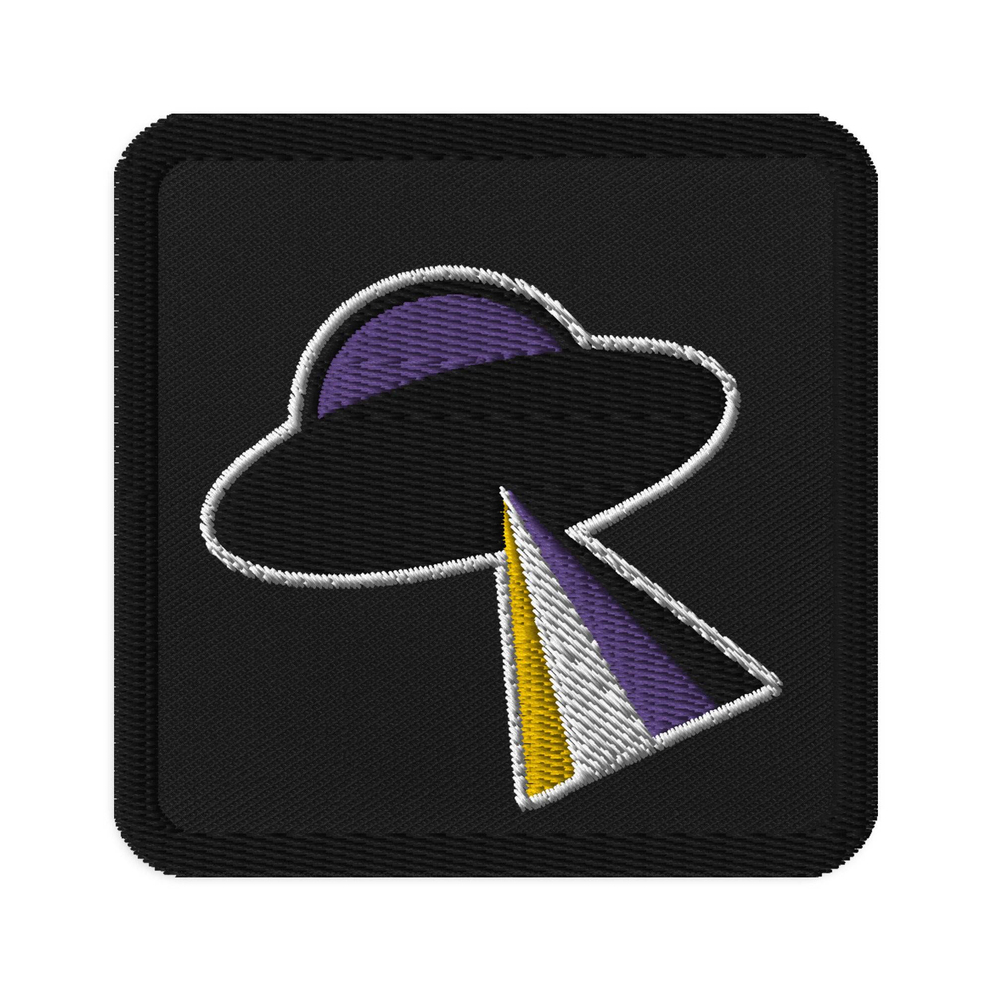 Nonbinary Spaceship embroidered patch, front view — Rose Gold Co