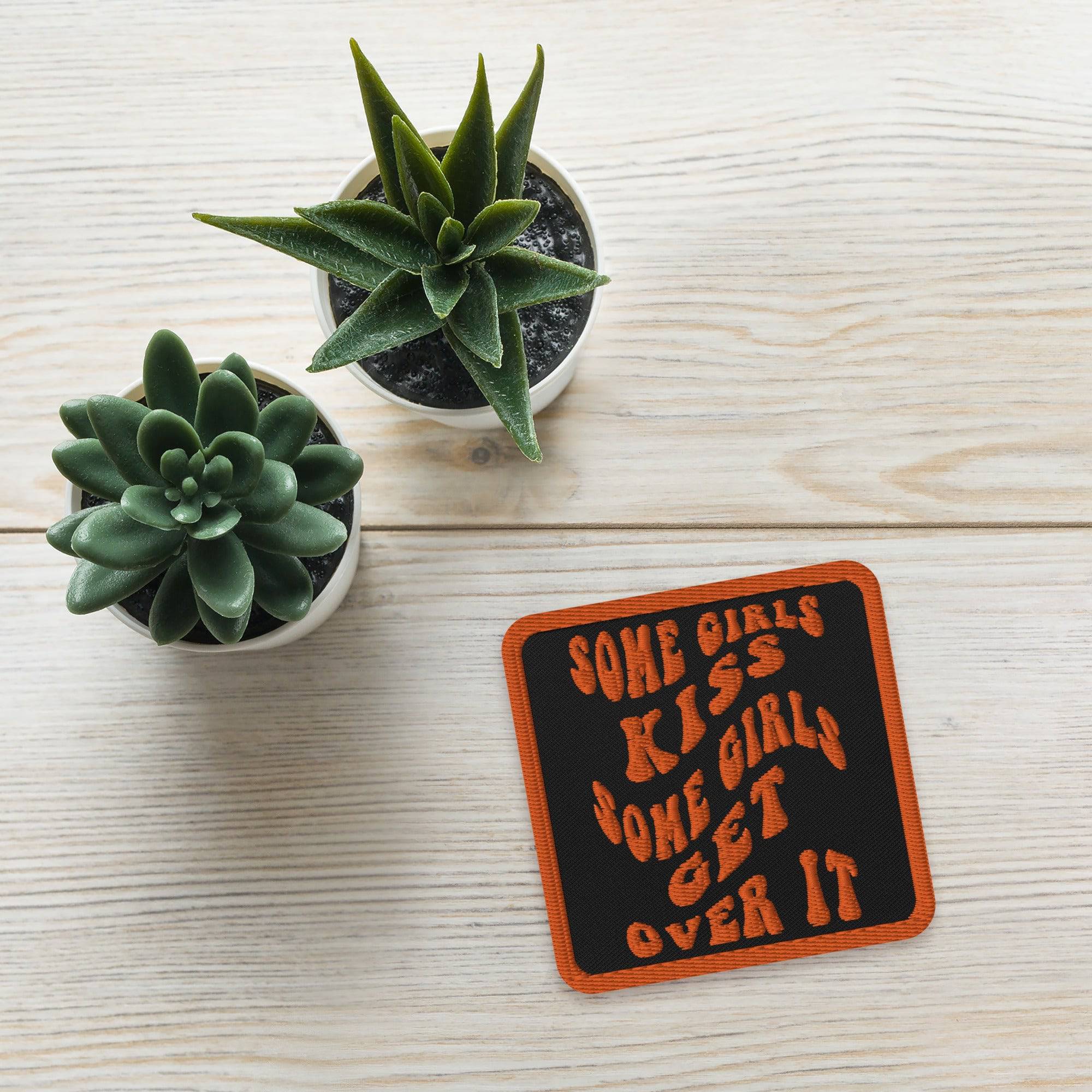Some Girls Kiss Girls Get Over It embroidered patch, view 4 — Rose Gold Co