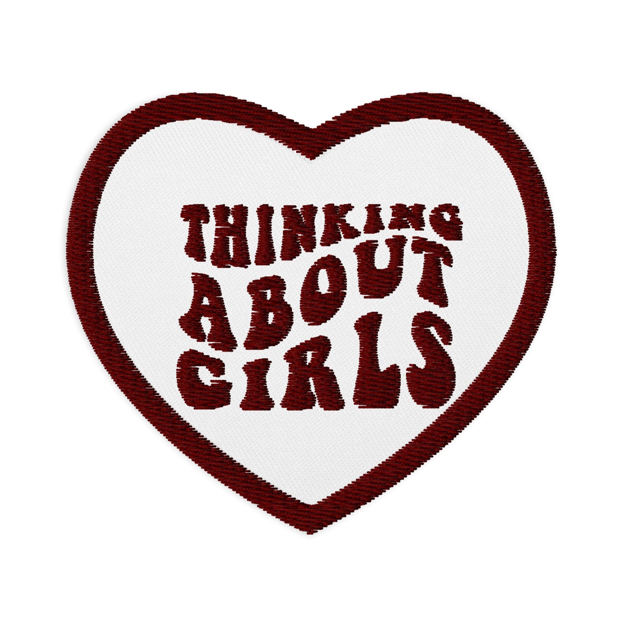 Thinking About Girls embroidered patch, view 2 — Rose Gold Co