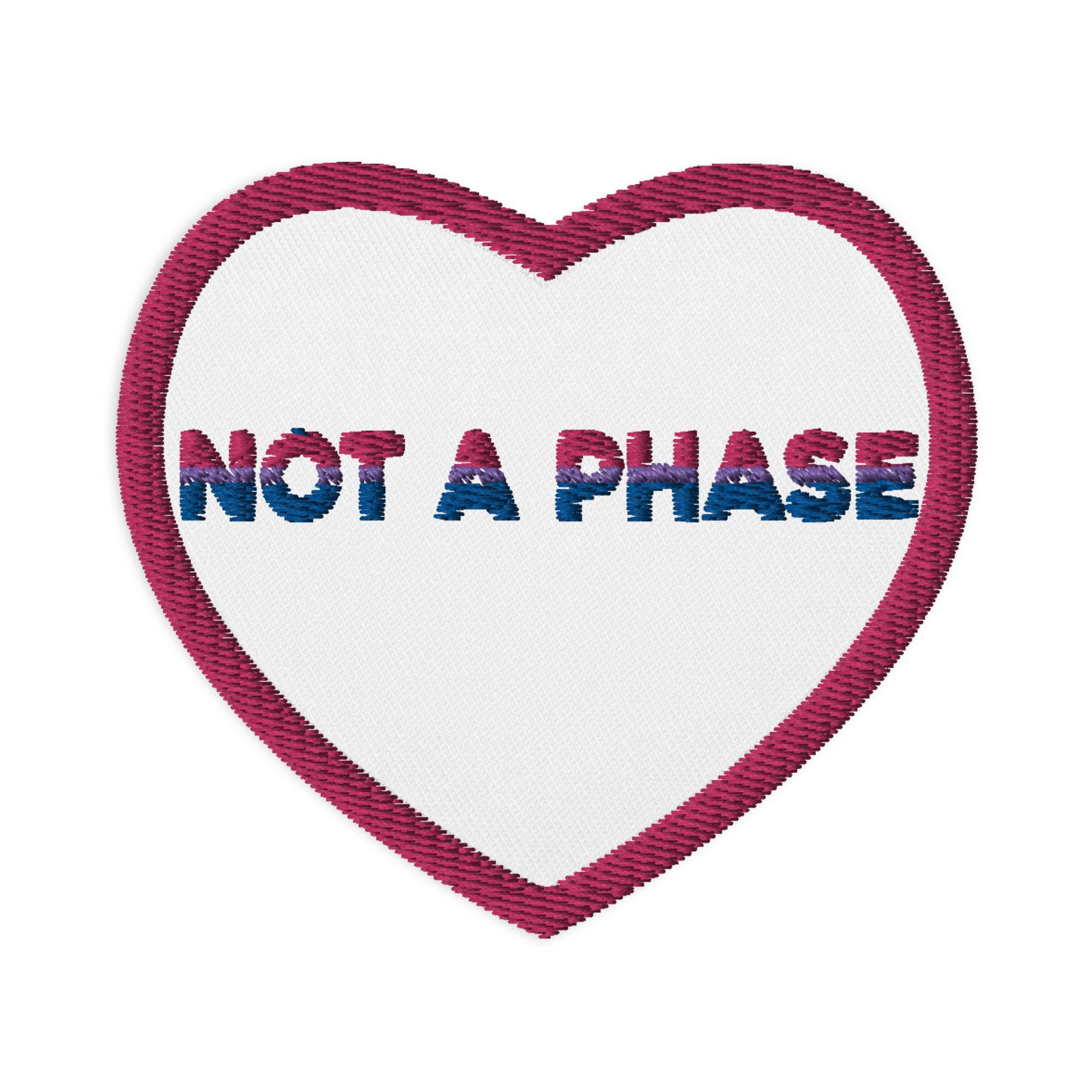 Not a Phase bisexual pride embroidered patch, view 2 — Rose Gold Co