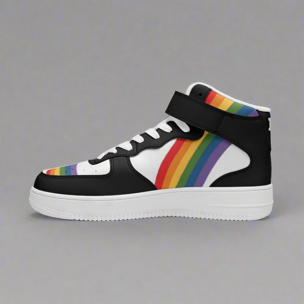 Rainbow pride high-top sneakers, view 6 — Rose Gold Co