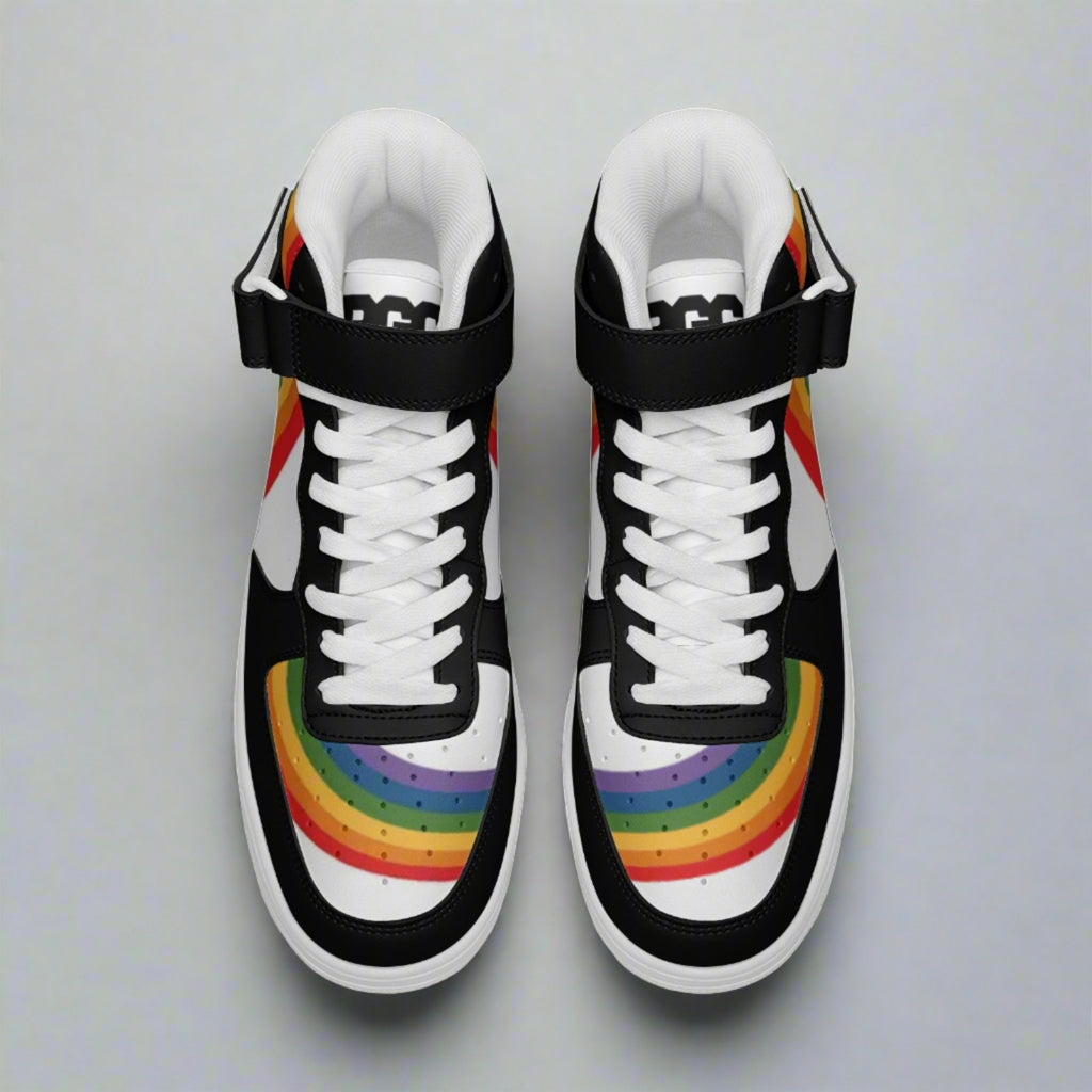 Rainbow pride high-top sneakers, view 7 — Rose Gold Co