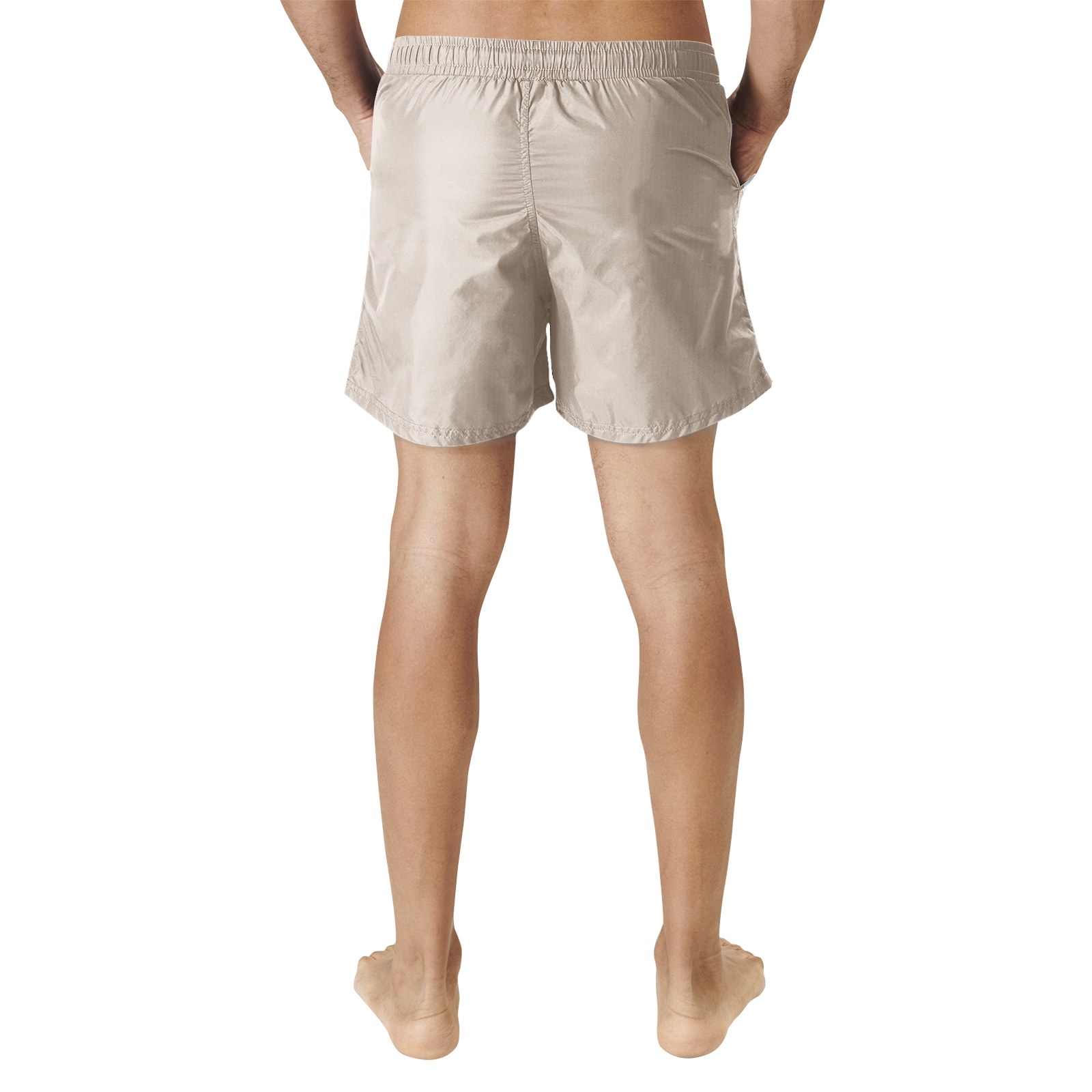 Y'all Means All men's swim shorts, side view — Rose Gold Co