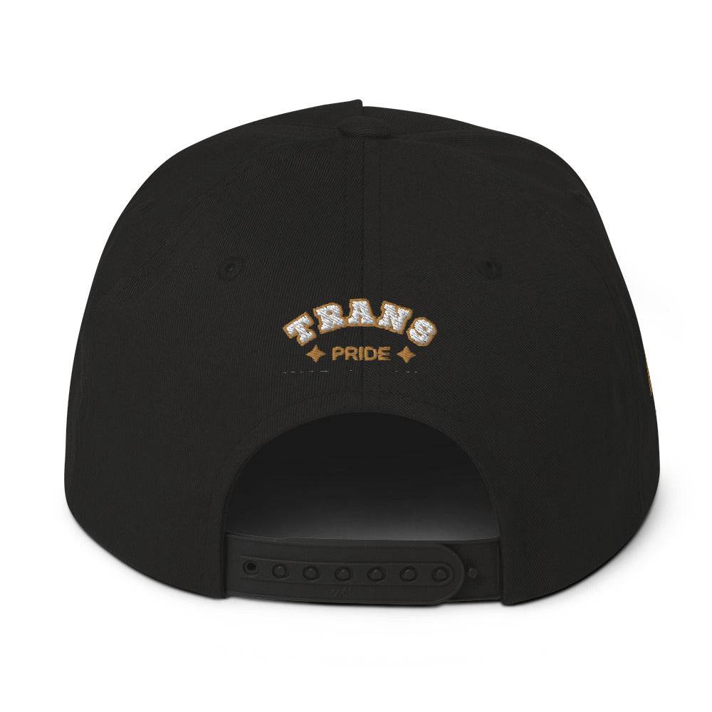 Trans Pride flat bill cap, view 2 — Rose Gold Co
