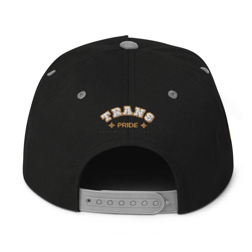 Trans Pride flat bill cap, view 5 — Rose Gold Co