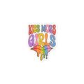 Kiss More Girls vinyl sticker, back view — Rose Gold Co