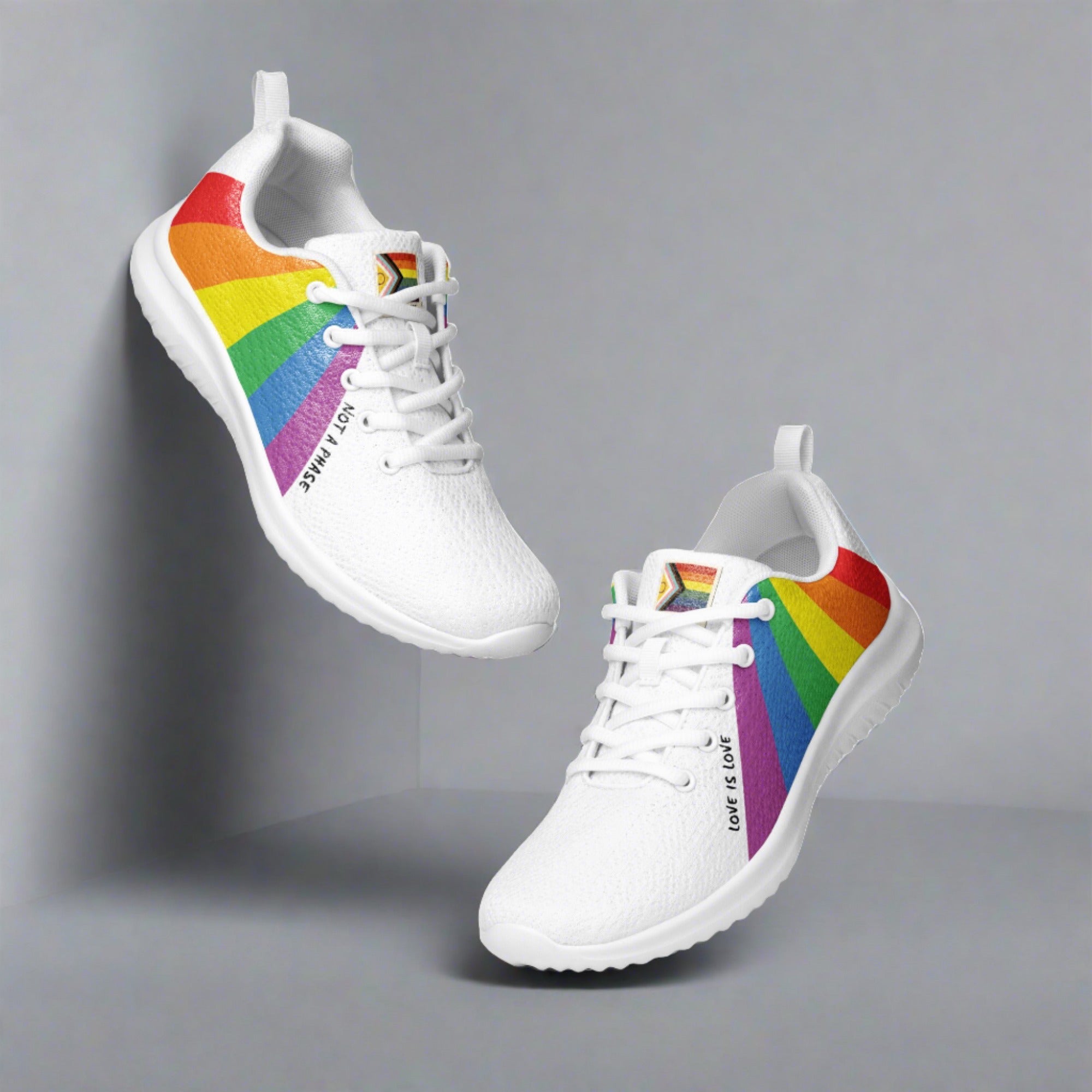 Rainbow gay pride running shoes, view 3 — Rose Gold Co