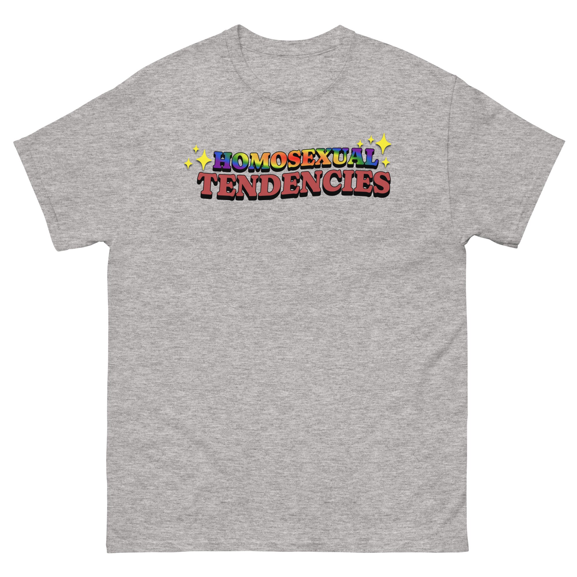 Homosexual Tendencies classic tee, side view — Rose Gold Co