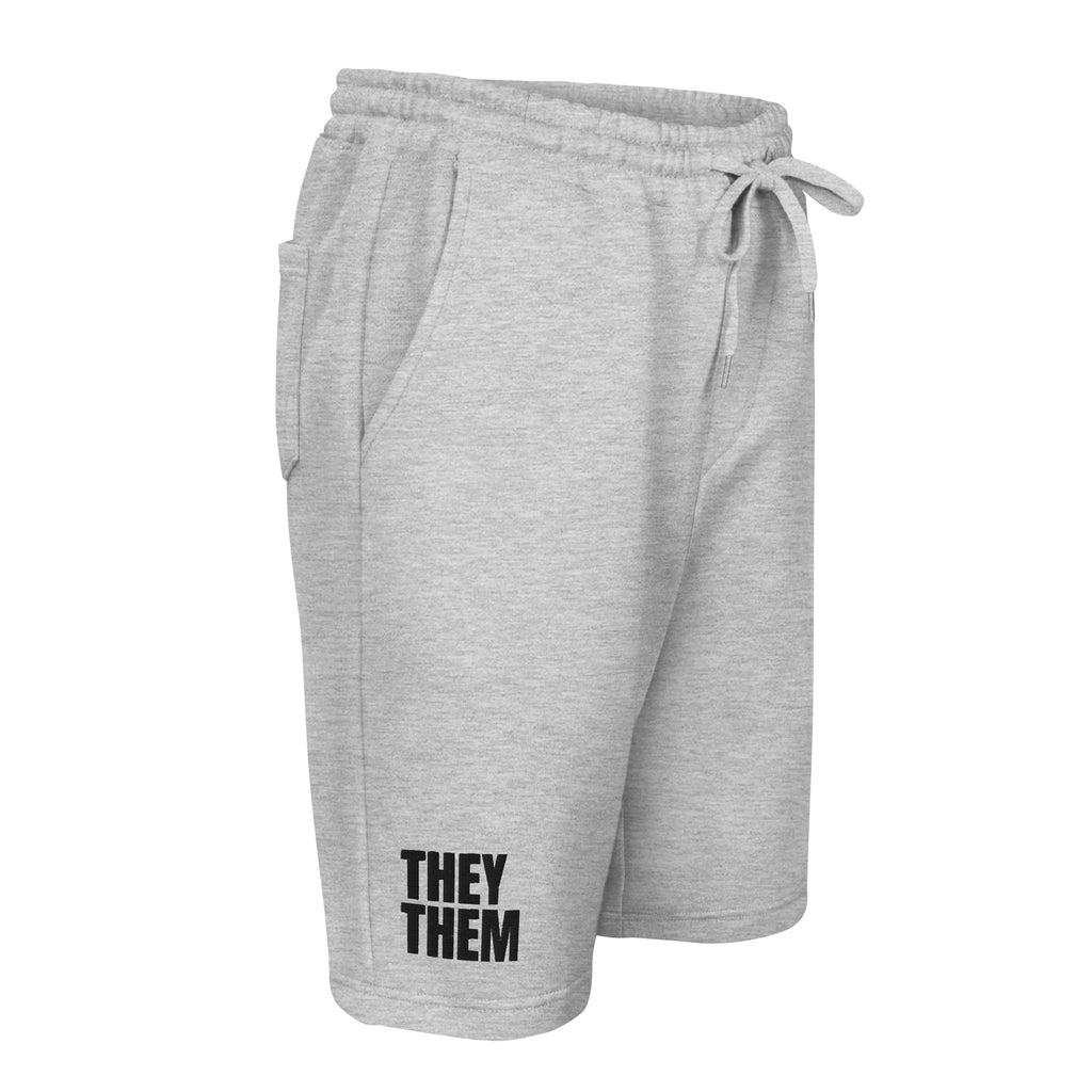 They/Them pronoun fleece shorts, view 3 — Rose Gold Co