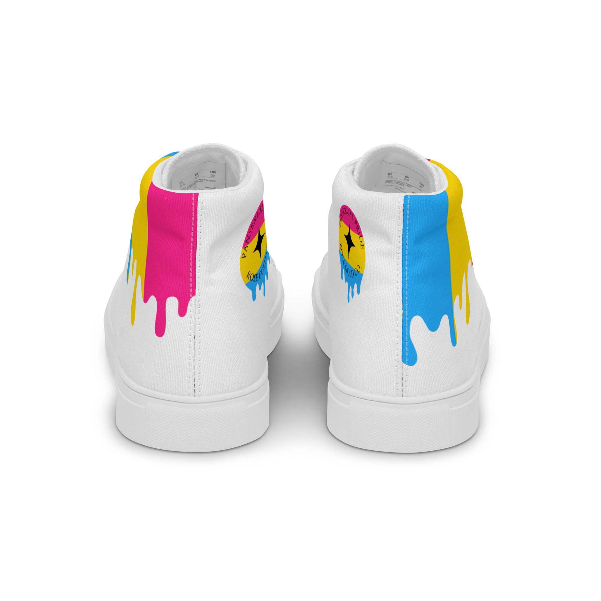 Pansexual pride men's high top sneakers, view 3 — Rose Gold Co