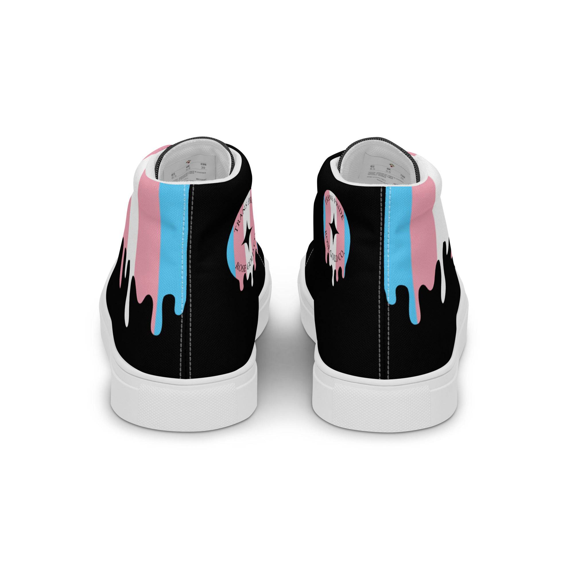 Melting trans pride high top sneakers, view 4 — Rose Gold Co