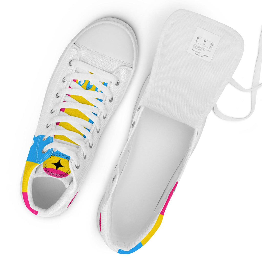 Pansexual pride men's high top sneakers, view 4 — Rose Gold Co