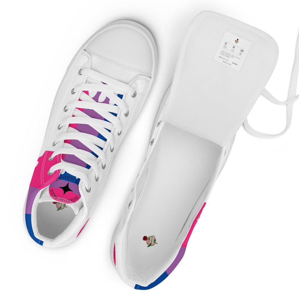 Bisexual pride men's high top sneakers, view 3 — Rose Gold Co