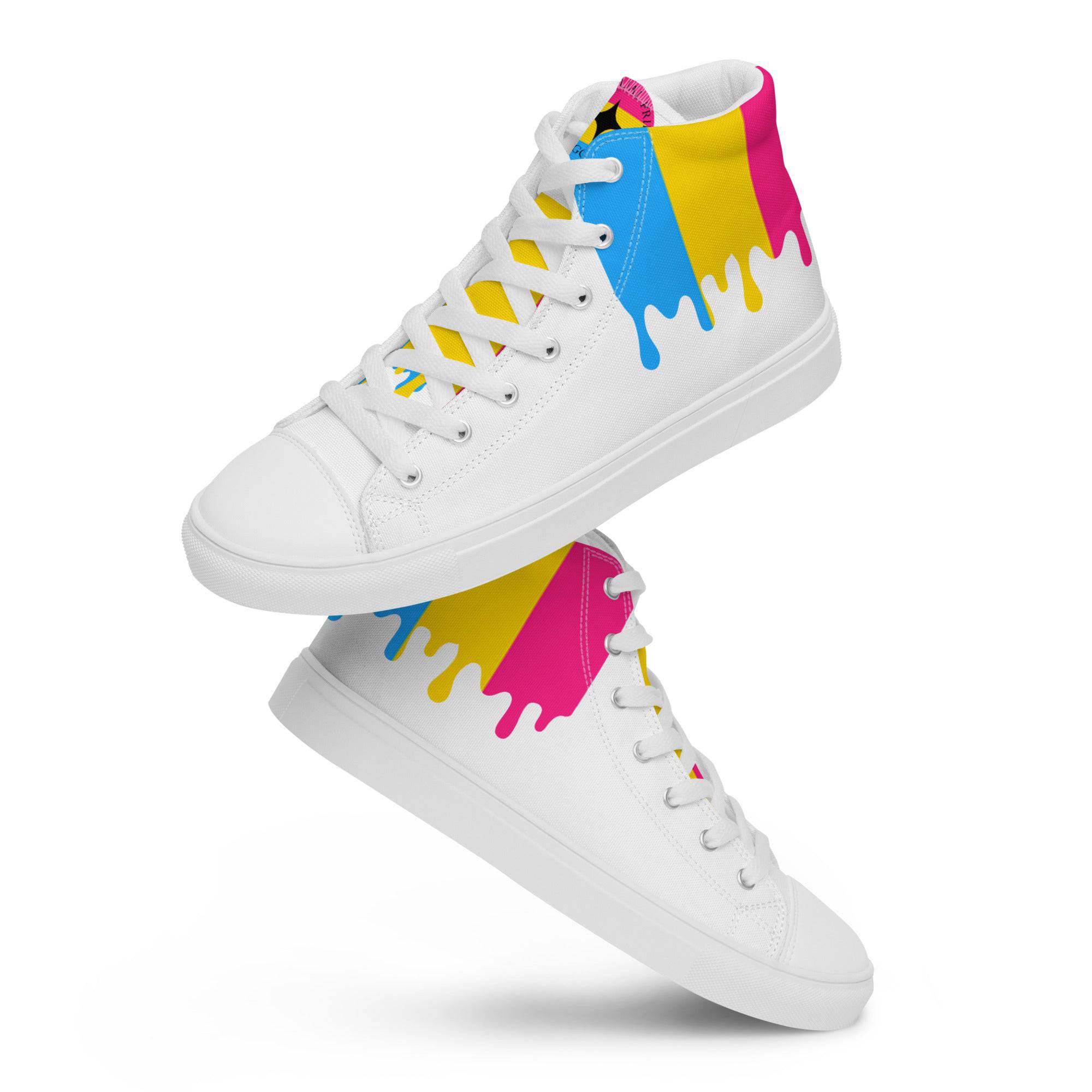 Pansexual pride men's high top sneakers, view 7 — Rose Gold Co