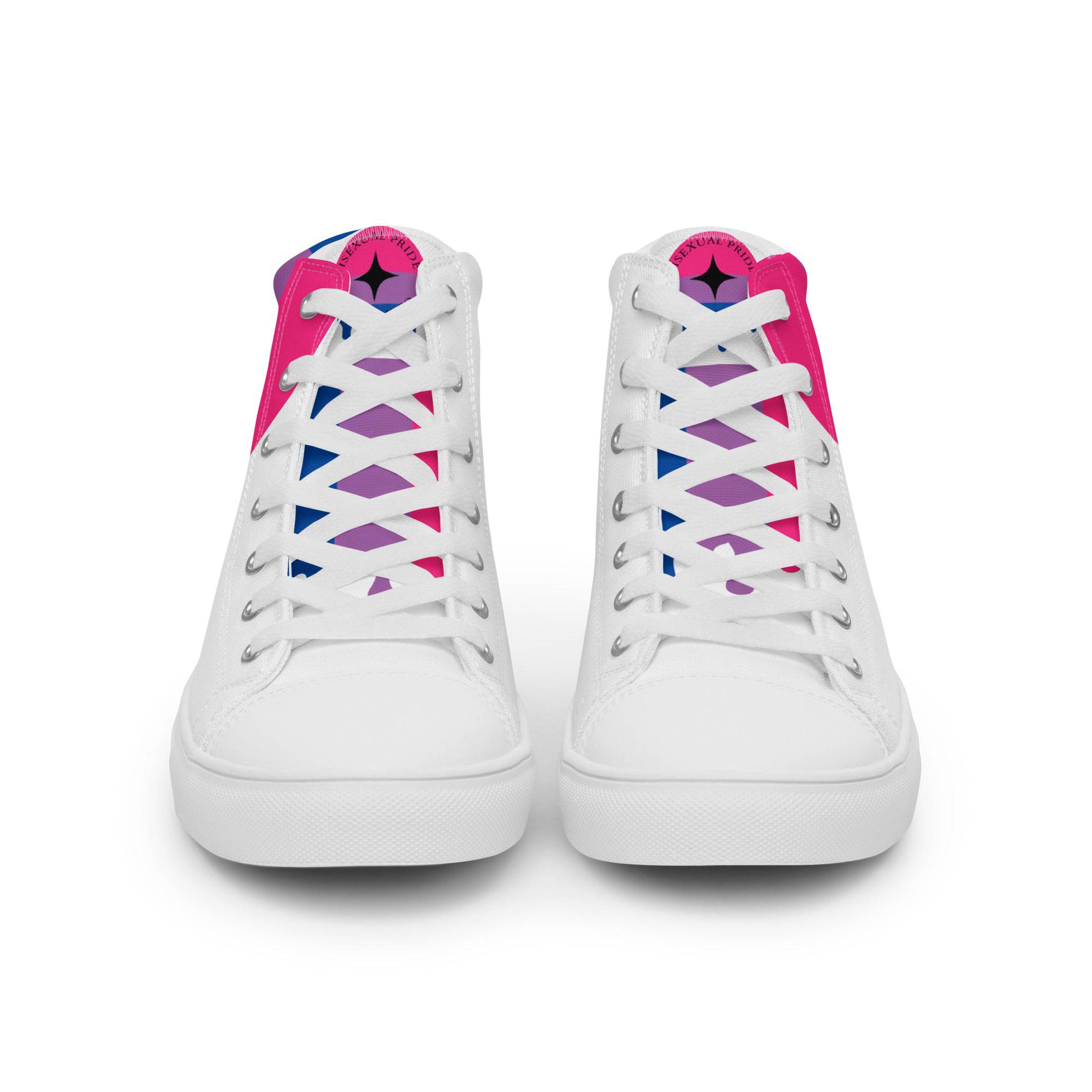 Bisexual pride men's high top sneakers, view 5 — Rose Gold Co