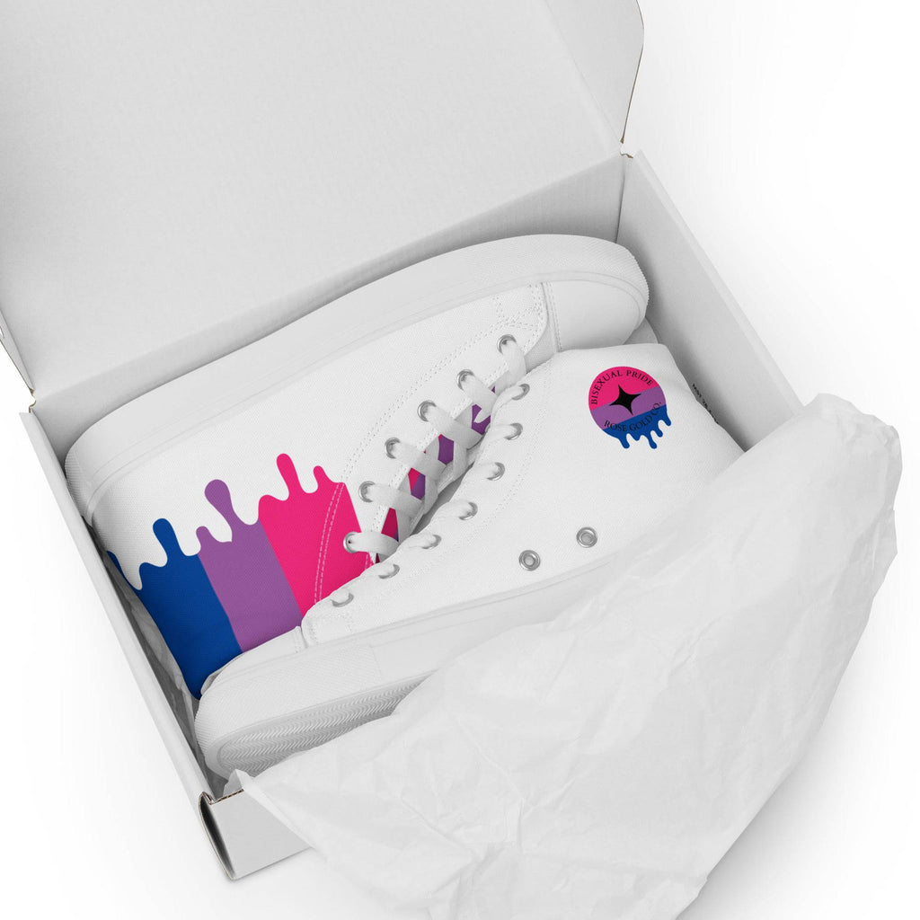 Bisexual pride men's high top sneakers, view 8 — Rose Gold Co