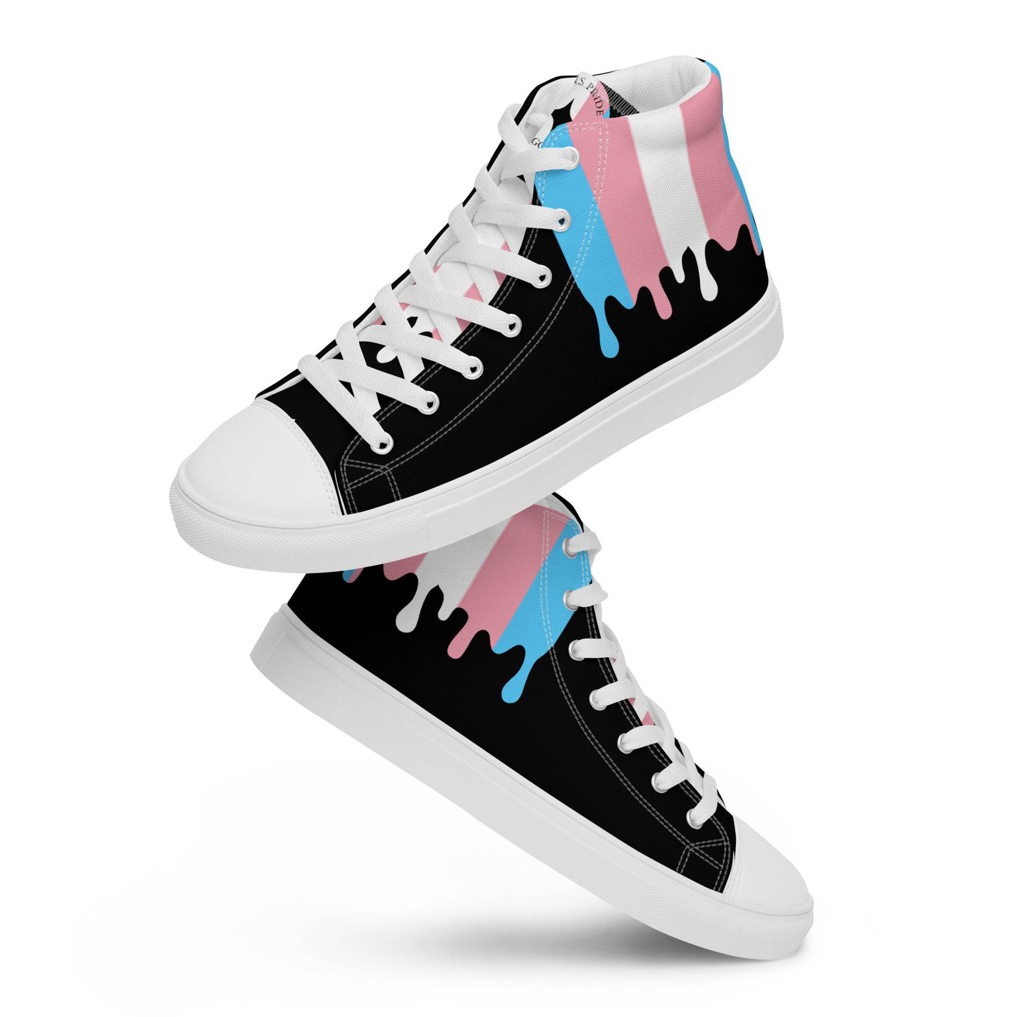 Melting trans pride high top sneakers, view 6 — Rose Gold Co