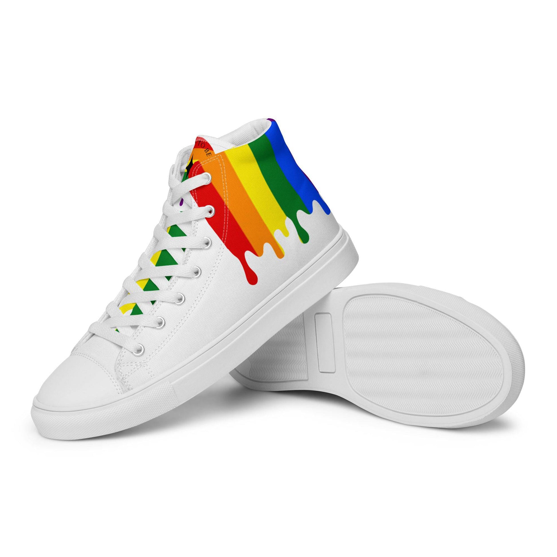 Rainbow Pride LGBT Melting Men’s high top shoes - Rose Gold Co. Shop